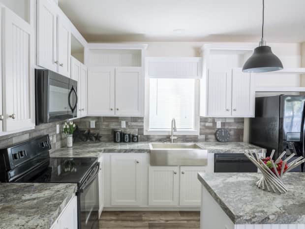Kitchen with a clean glass stove top