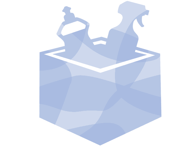 Cleaning products in box illustration